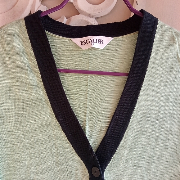 Mint and Navy Escalier Cardigan - Picture 9 of 17